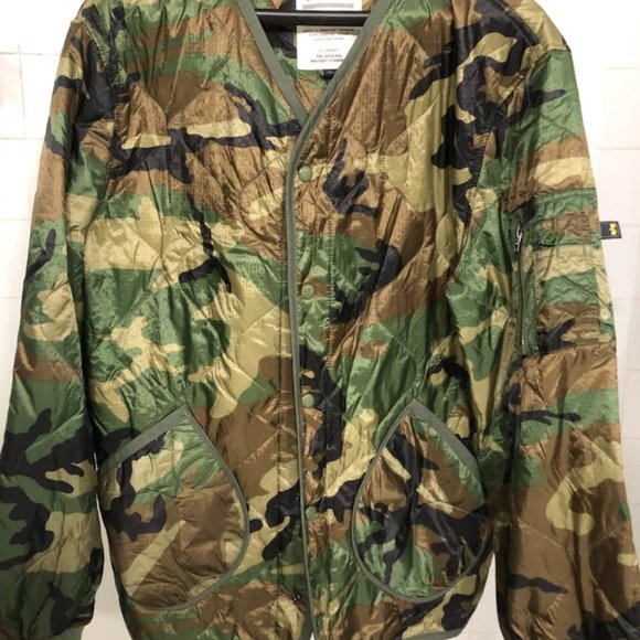 MENS ALPHA INDUSTRIES CAMO WOODLAND LINER JACKET - Picture 3 of 12